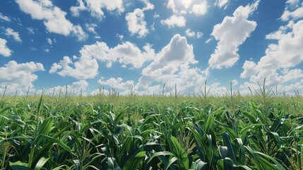 Poster - Beautiful green grass field with a clear blue sky in the background. Suitable for nature and outdoor themed projects
