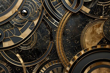 Poster - Detailed close up of a clock face with elegant gold trim. Perfect for time management concepts