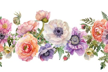 Poster - Colorful flowers arranged on a clean white background. Suitable for various design projects