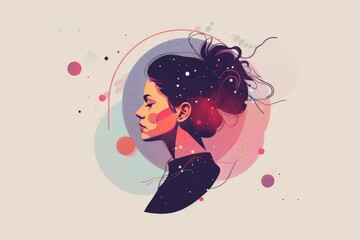 Poster - A woman's face with a circular design in the background. Ideal for graphic design projects