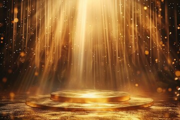 Poster - A gold stage with a spotlight shining on it. Perfect for event promotions