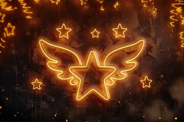 Poster - A neon sign with a star in the middle, perfect for adding a pop of light to any setting