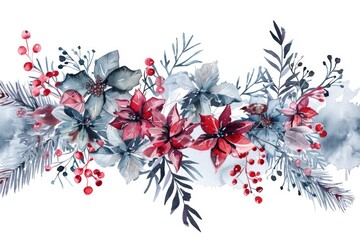 Poster - Beautiful watercolor painting of flowers and leaves, perfect for botanical designs