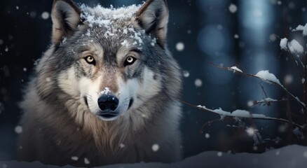 Canvas Print - Majestic Wolf in Snowy Forest