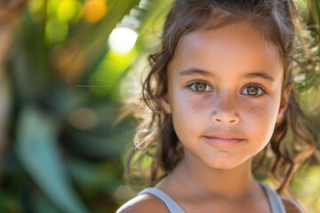 Canvas Print - Portrait of a young girl with freckles. Suitable for family, beauty, and diversity concepts