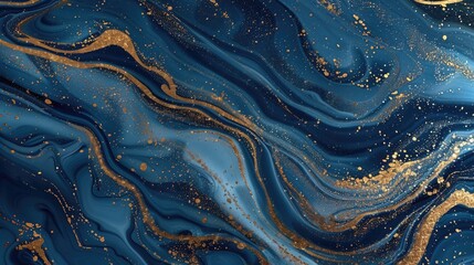 Poster - Detailed close up of a blue and gold marble, perfect for backgrounds or textures
