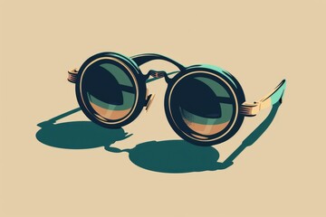 Aufkleber - A pair of sunglasses resting on a table. Suitable for lifestyle and fashion concepts