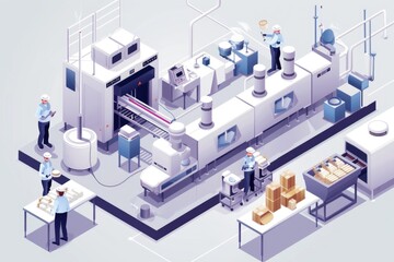 Aufkleber - A group of people working together in a factory setting. Suitable for business and industry concepts