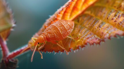 Aufkleber - A bug sitting on a green leaf, perfect for nature and insect-related projects
