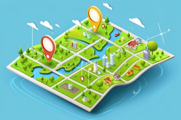 Poster - Detailed map showing urban layout, suitable for city planning projects