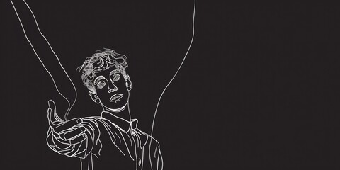 Poster - Detailed drawing of a man holding a string, suitable for educational materials
