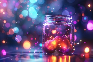 Poster - Vibrant purple and orange eggs in a glass jar, perfect for Easter designs
