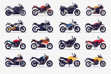Aufkleber - Set of colorful motorcycles, perfect for various design projects