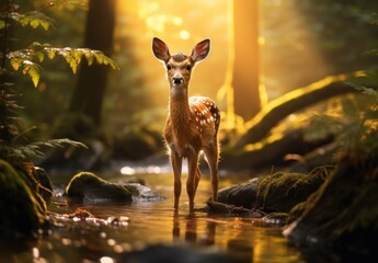 Poster - Deer in Autumn Forest