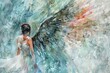Beautiful watercolor painting of a woman with wings. Perfect for art lovers and fantasy enthusiasts