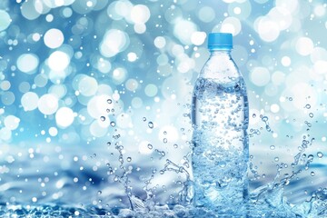 Poster - A water bottle with a splash, suitable for advertising