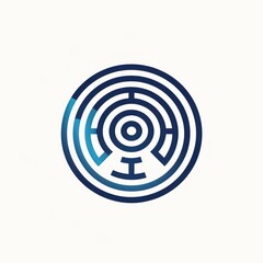 Canvas Print - minimal symbol of a labyrinth in blue shade and flat design in white background
