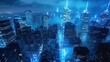 © Dekastro - modern city at night backlighted with blue atmosphere