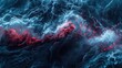 blue waves collide dark background