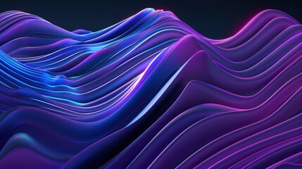 Wall Mural - fluid purple and blue neon line art background