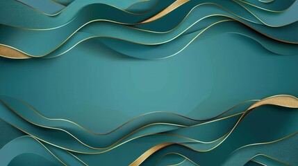 Wall Mural - elegant abstract curves in teal blue gold