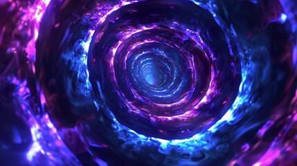 Wall Mural - vibrant neon blue and purple spiral waves art
