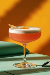 Wall Mural - An elegant and modern of a pink cocktail with foam