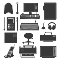 Silhouette office equipment black color only