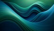 Abstract wave patterns in a gradient of sea green to navy blue, flowing lines, modern 