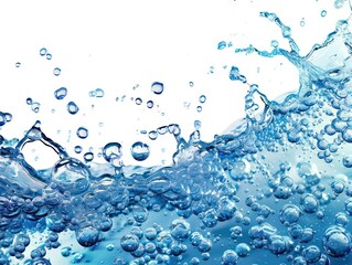 Wall Mural - water and air bubbles over white background