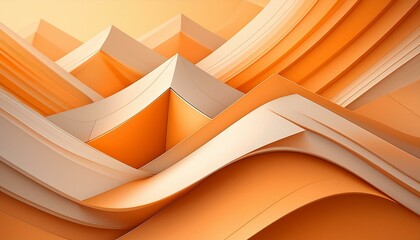 Vibrant orange and subtle beige geometric patterns, creating depth with soft gradients