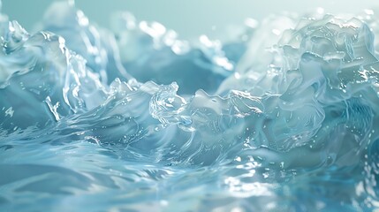 Dynamic wave of clear water flowing gracefully, light blue.