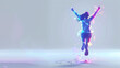 © Ari - Blue purple geometric form illustration of runner celebrating victory