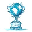flat design of a world cup award, blue color on white background