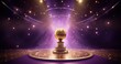 grand award night with golden accents with purple and gold colored background with light rays