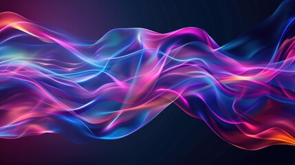 Poster - Vibrant digital wave of flowing colors on a dark background
