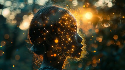 Poster - A person's head overlaid with glowing AI neural networks, embodying wisdom