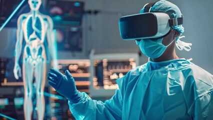 Leinwandbilder - Medical Professional Engaging in VR-Assisted Anatomy Study