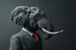 Anthropomorphic elephant in a suit. Metaphor for a Republican politician in the US Congress. Background