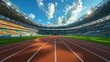 Empty Olympic track stadium. Summer Olympic Games mockup, copy space