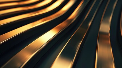 Wall Mural - Abstract image of glossy golden curved lines with gradient effect