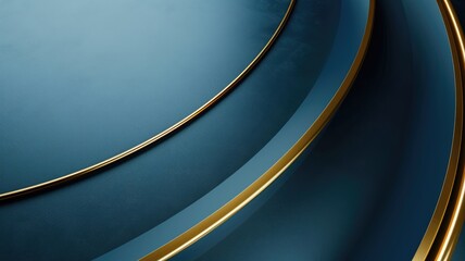 Wall Mural - Abstract blue and gold curved lines design