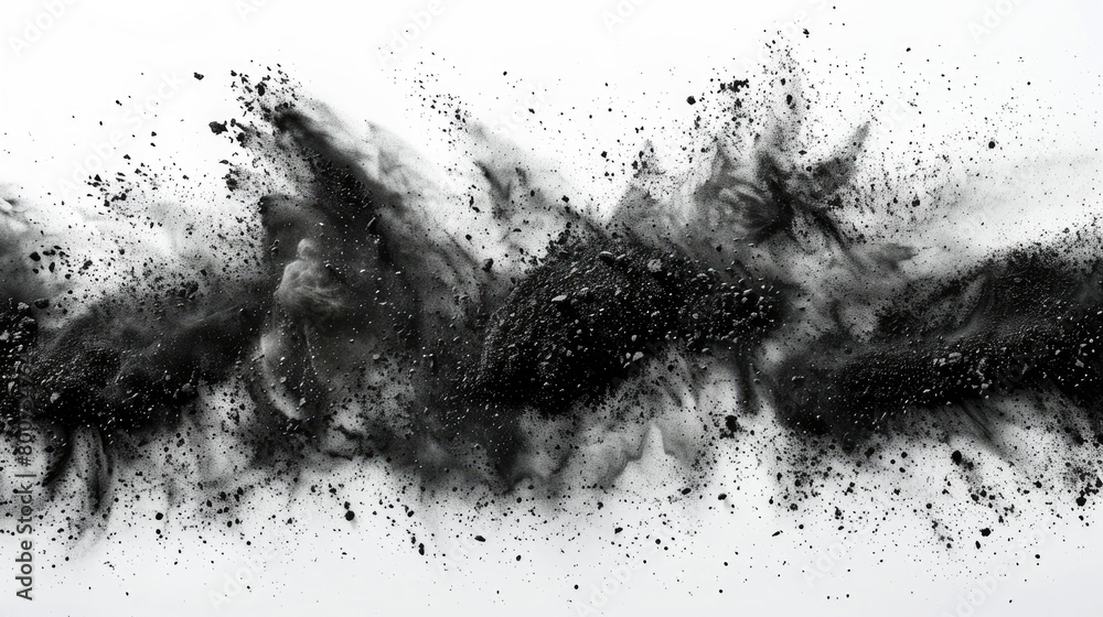 Black Exploding Effect Black chalk pieces and dust spread, giving an exploding effect ...