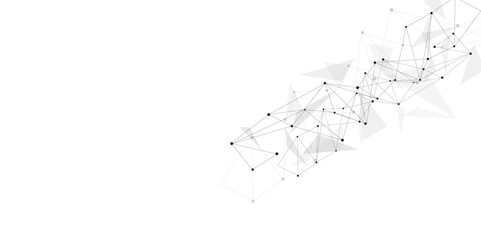 Poster - Vectors Grey graphic background dots with connections technologies and sharing data as abstract concept.