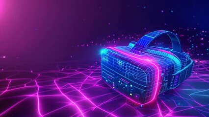 Leinwandbilder - Futuristic Virtual Reality Headset Illuminated in Neon Colors