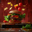 Explosive Motion Cheeseburger with Fresh Toppings