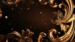 Elegant golden floral ornamental design on dark background, conveying luxury and artistry