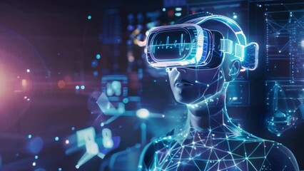 Poster - Person engages with virtual reality for advancements in medical technology