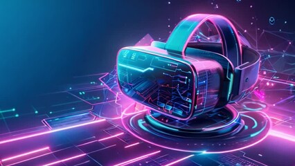 Poster - Virtual Reality Headset on Blue and Purple Background