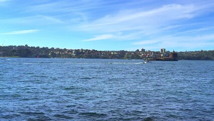 Wall Mural - Sydney Harbour forshore viewed from the Gardens in NSW Australia on a nice sunny and partly cloudy afternoon blue skies